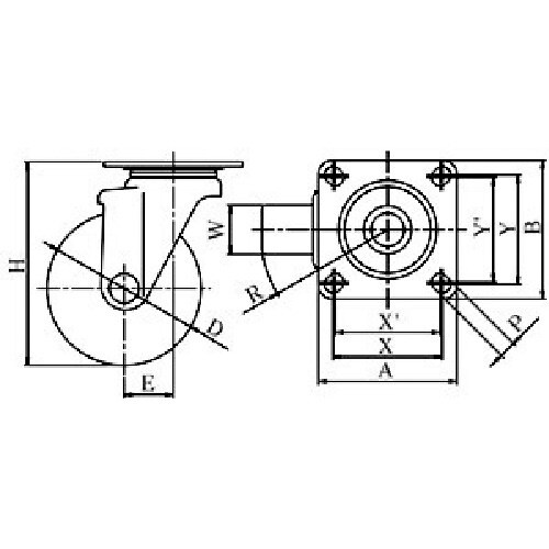 ユーエイ プレート式 自在 キャスター フェノール