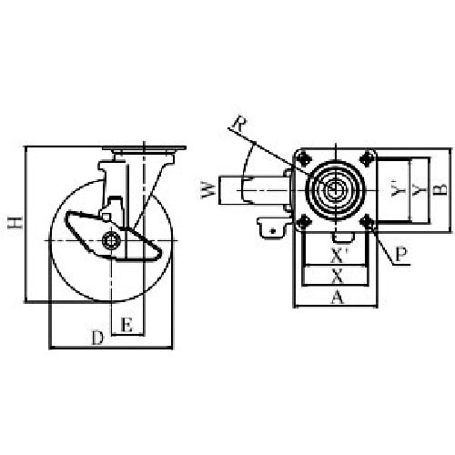 ユーエイ プレート式 自在 キャスター ウレタン