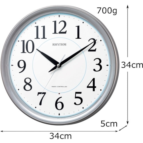 RHYTHM リズム 電波 壁掛け時計 連続秒針