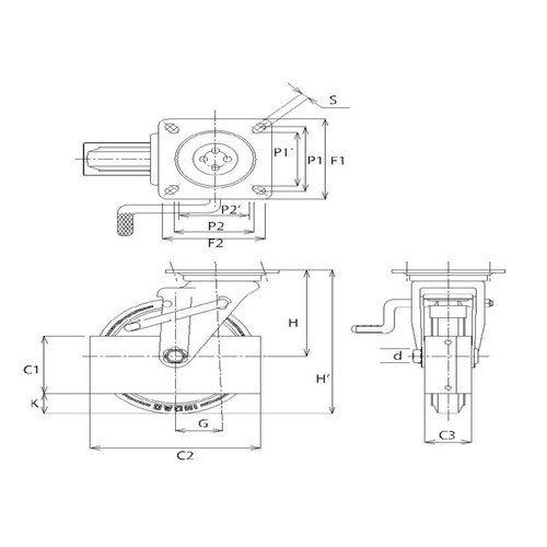 イノアック 中荷重用キャスターゴム車輪付タイプ 2