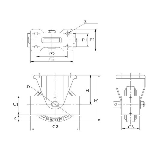 イノアック 中荷重用キャスターゴム車輪付タイプ 2
