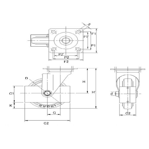 イノアック 中荷重用キャスターゴム車輪付タイプ 2