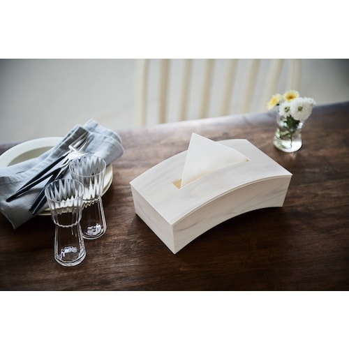 伊勢藤 ティッシュケースBowウッディホワイト