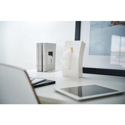 伊勢藤 ティッシュケースBowウッディホワイト