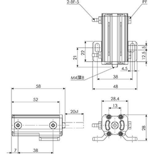 アインツ ミニシリンダー・MCEー20W(複動)