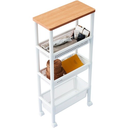 TENMA ウッドトップワゴン スリム4段