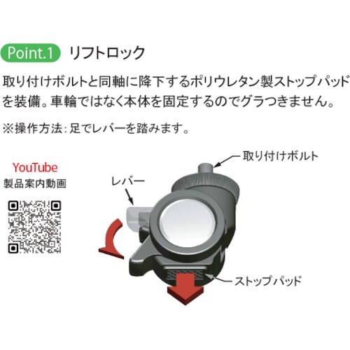 プラパート リフトロックキャスター ナイロン車 φ