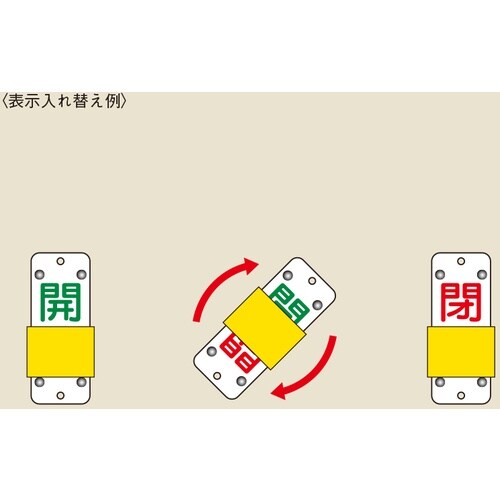 緑十字 スライド式バルブ開閉札 開(緑)⇔閉(赤)