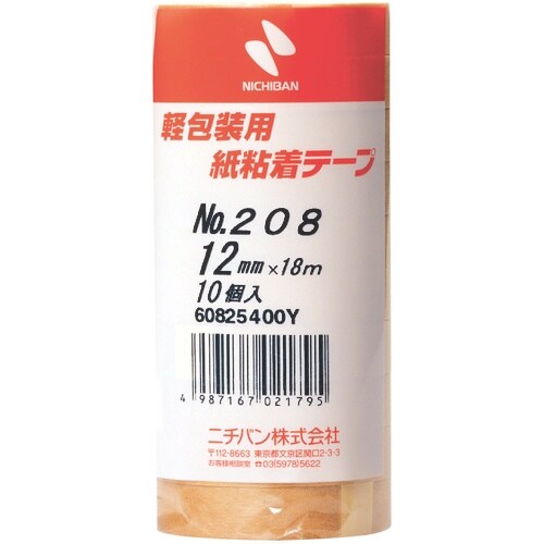 ニチバン 紙粘着テープ208H−12 12mmX1