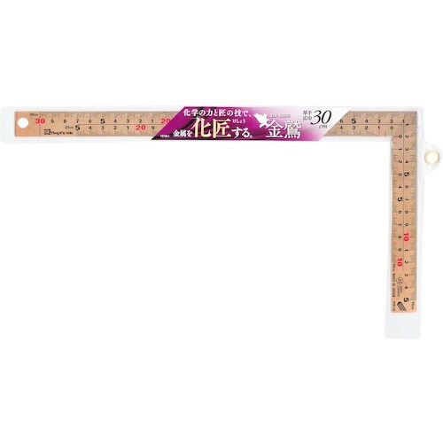 SK 金曲尺 30cm 快段目盛 厚手広巾 ピンク