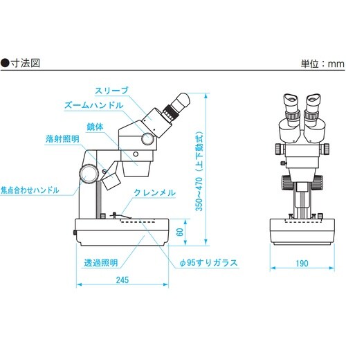 SK 実体顕微鏡 ズーム式 照明装置付 6.5ー4