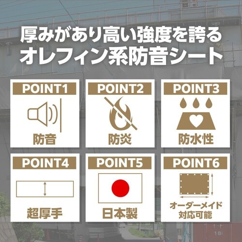 萩原 ターピー PO防音シート グレー 1.8m×