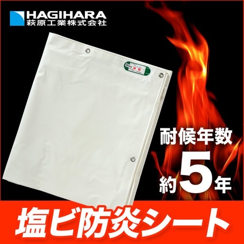 萩原 国産塩ビ防炎シート 養生用 ホワイト 10m