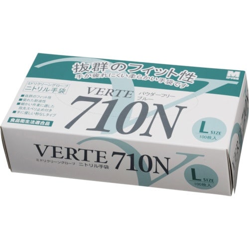 ミドリ安全 ニトリル使い捨て手袋 極薄 粉なし 青