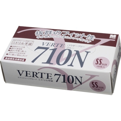 ミドリ安全 ニトリル使い捨て手袋 極薄 粉なし 青