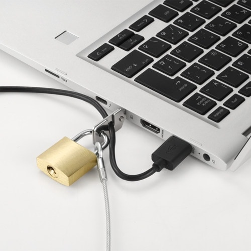 BUFFALO 南京錠+サブワイヤー付き 個別キー