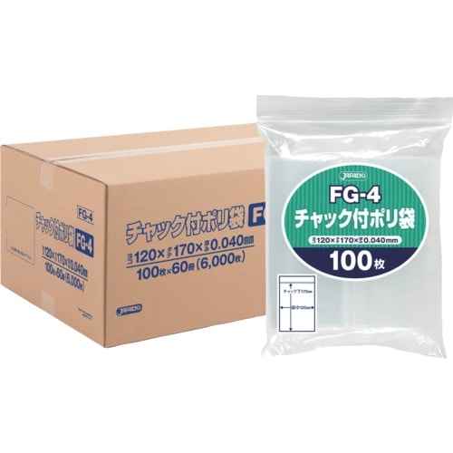 ジャパックス チャック付ポリ袋 FG−4 100枚