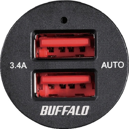 BUFFALO 3.4A シガーソケット用USB急