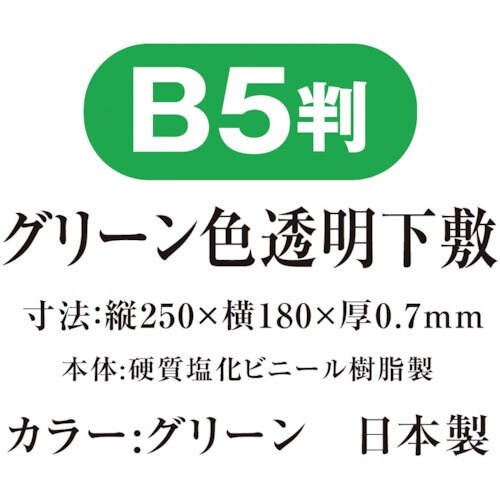 共栄プラスチック 色透明下敷 B5 グリーン