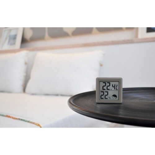 dretec 小さいデジタル温湿度計 ダークグレー