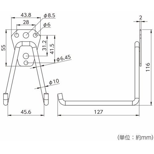 ハイロジック ツールダブルフックL型Mサイズ1個入