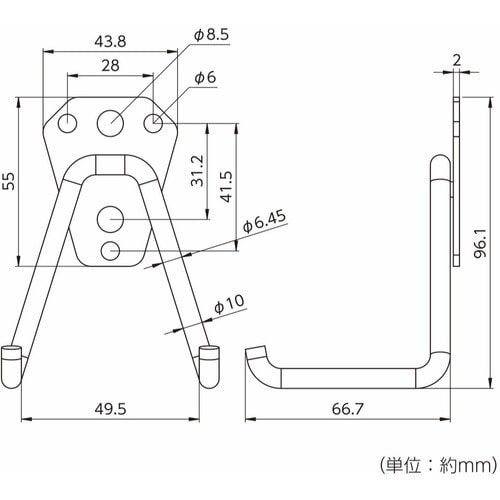 ハイロジック ツールダブルフックL型Sサイズ1個入