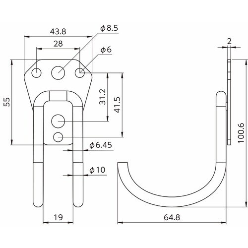 ハイロジック ツールダブルフックJ型Sサイズ1個入