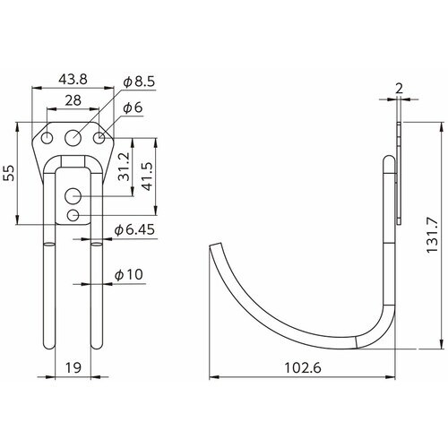 ハイロジック ツールダブルフックJ型Mサイズ1個入