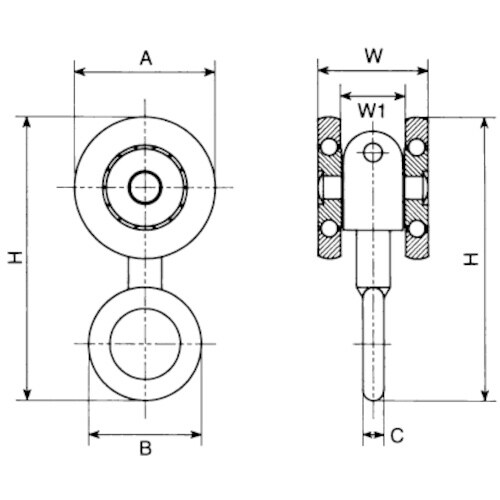ヤボシ リング付単車ベアリング入(スチール製) 2