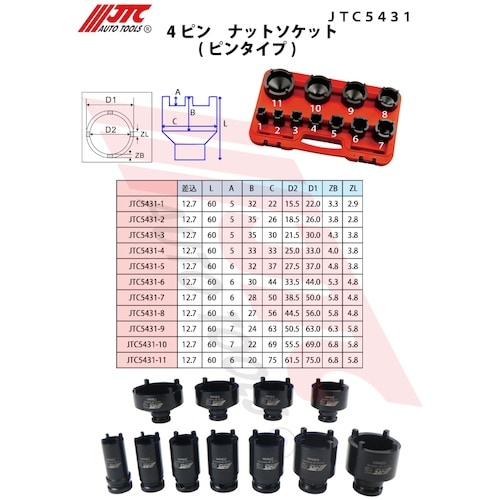 JTC 4ピン ナットソケット(ピンタイプ)
