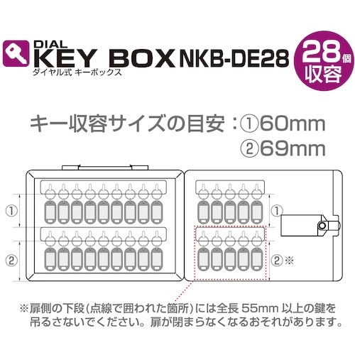 ナカバヤシ ダイヤル式キーボックス ヨコ型 28個