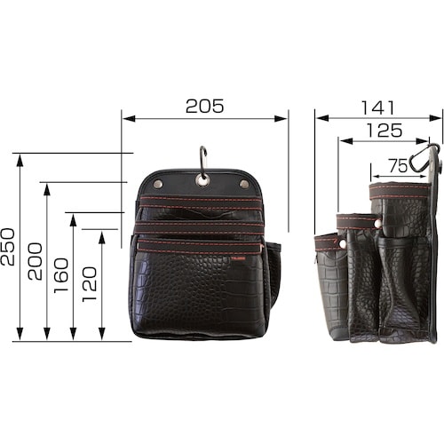 タジマ セフツイン腰袋 クロコ(合皮) 3段大