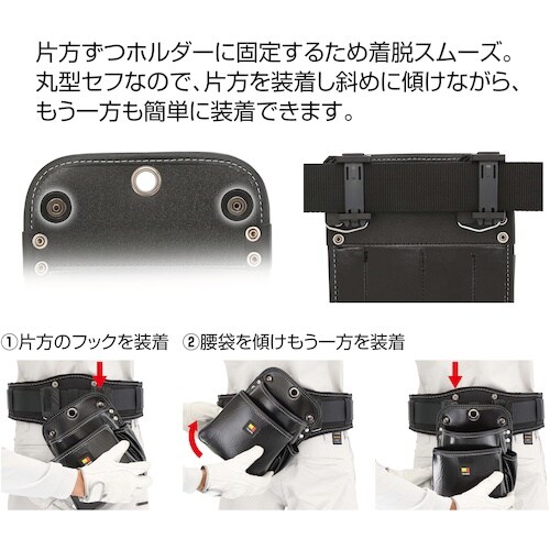 タジマ セフツイン腰袋 クロコ(合皮) 3段大