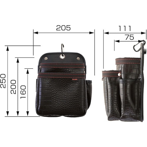 タジマ セフツイン腰袋 クロコ(合皮) 2段中