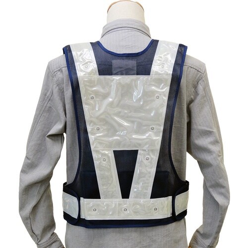 ミズケイ 多機能ベスト「光るんです」IU付(紺/白