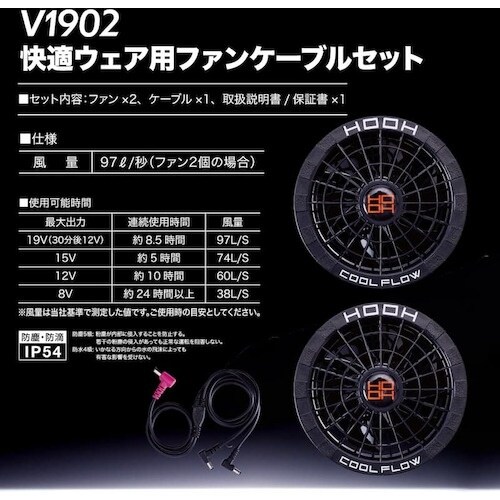 快適ウェア 快適ウェア用ファンセット(V19) メ