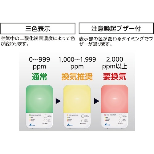 シンワ 二酸化炭素濃度計 三色表示 光学式補正機能