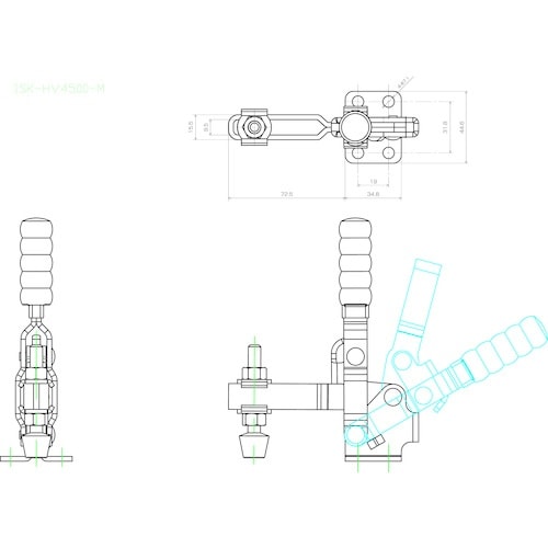 育良 下方押さえ型トグルクランプ 垂直ハンドル(3