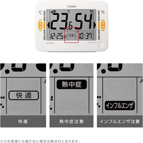 シチズン 高精度 温湿度計 電波時計機能付き 白