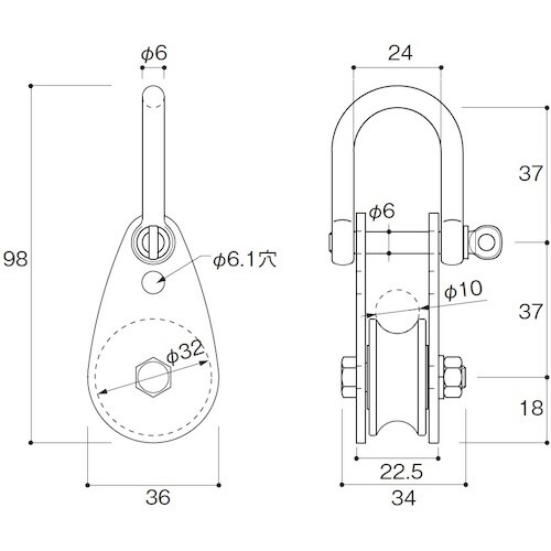 ふじわら リキドーブロック 1車32mmシャックル