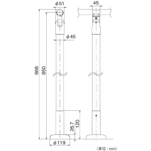ECLE ECLE室内用手すり支柱 木製 ゴールド