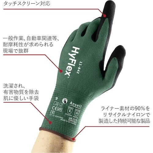 Ansell ニトリル背抜き手袋 ハイフレックス