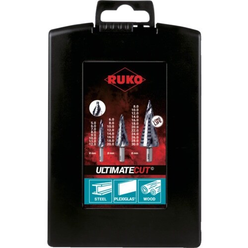 RUKO 2枚刃スパイラルステップドリルセット 「