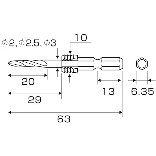 アネックス グリップ付下穴錐ショート 3本組 2/