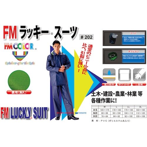 トオケミ レインウェア FMラッキースーツ ネイビ