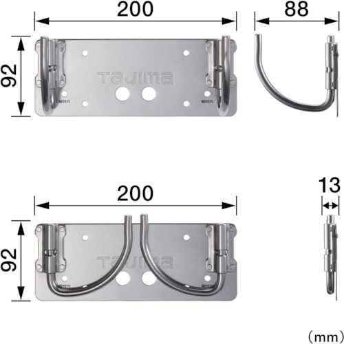 タジマ 工具ボックス台車Jフック折りたたみダブル