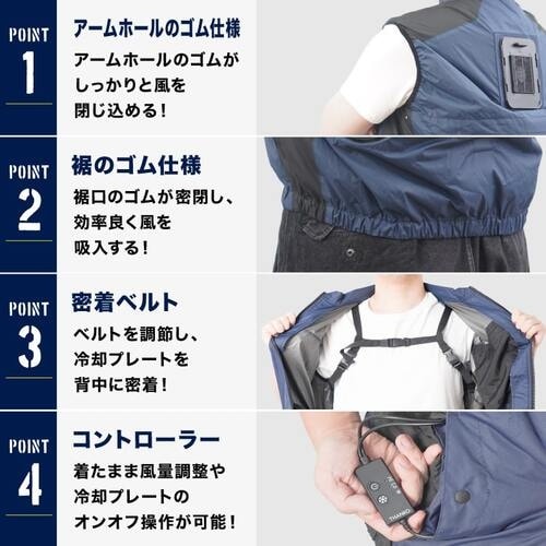 サンコー 圧倒的に冷える 冷蔵服3 ネイビー 3L