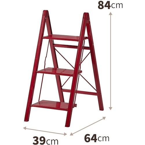 TENMA アルミ踏み台スリム3段 レッド