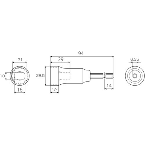 TOP 電動ドリル用強軸フォームタイソケット 21