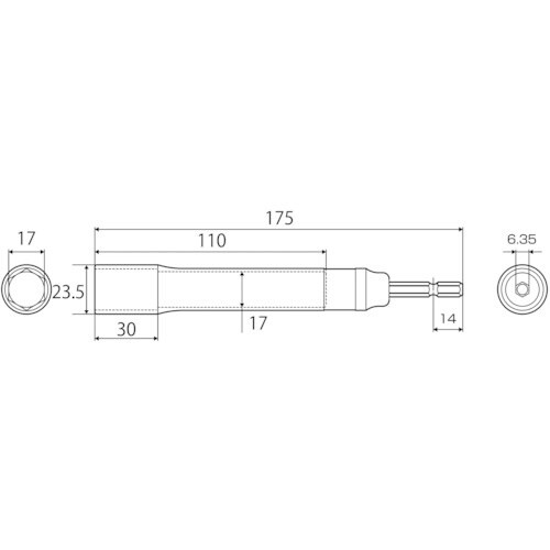 TOP 電動ドリル用強軸ソケットロングタイプ 17